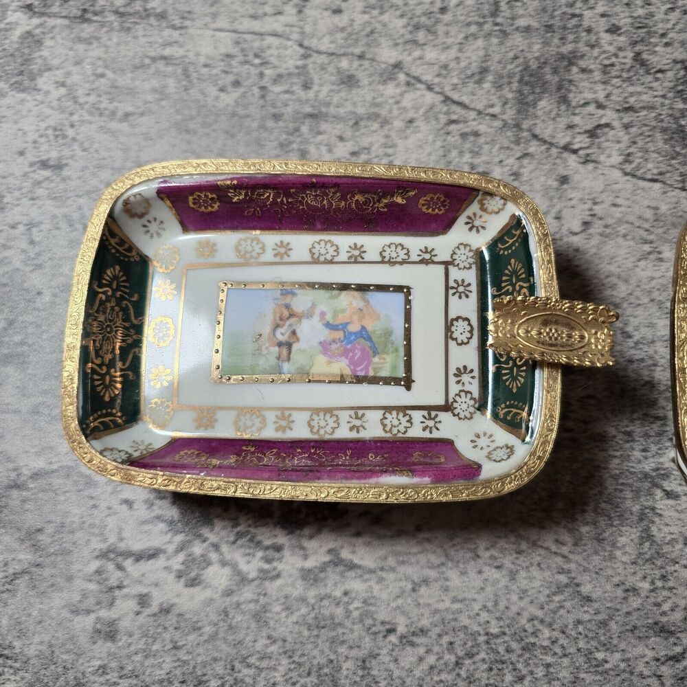 Vintage Limoges Porcelain Pink and Gold Porcelain Ashtray ~ Made in France